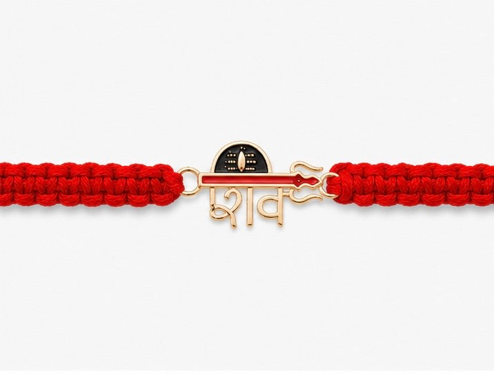 925 Sterling Silver Rudra Tilak Rakhi with Trishul & Sacred Red Thread | Premium Shiv Rakhi for Brother | Raksha Bandhan | Mohè Jewels