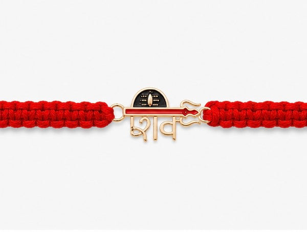 925 Sterling Silver Rudra Tilak Rakhi with Trishul & Sacred Red Thread | Premium Shiv Rakhi for Brother | Raksha Bandhan | Mohè Jewels