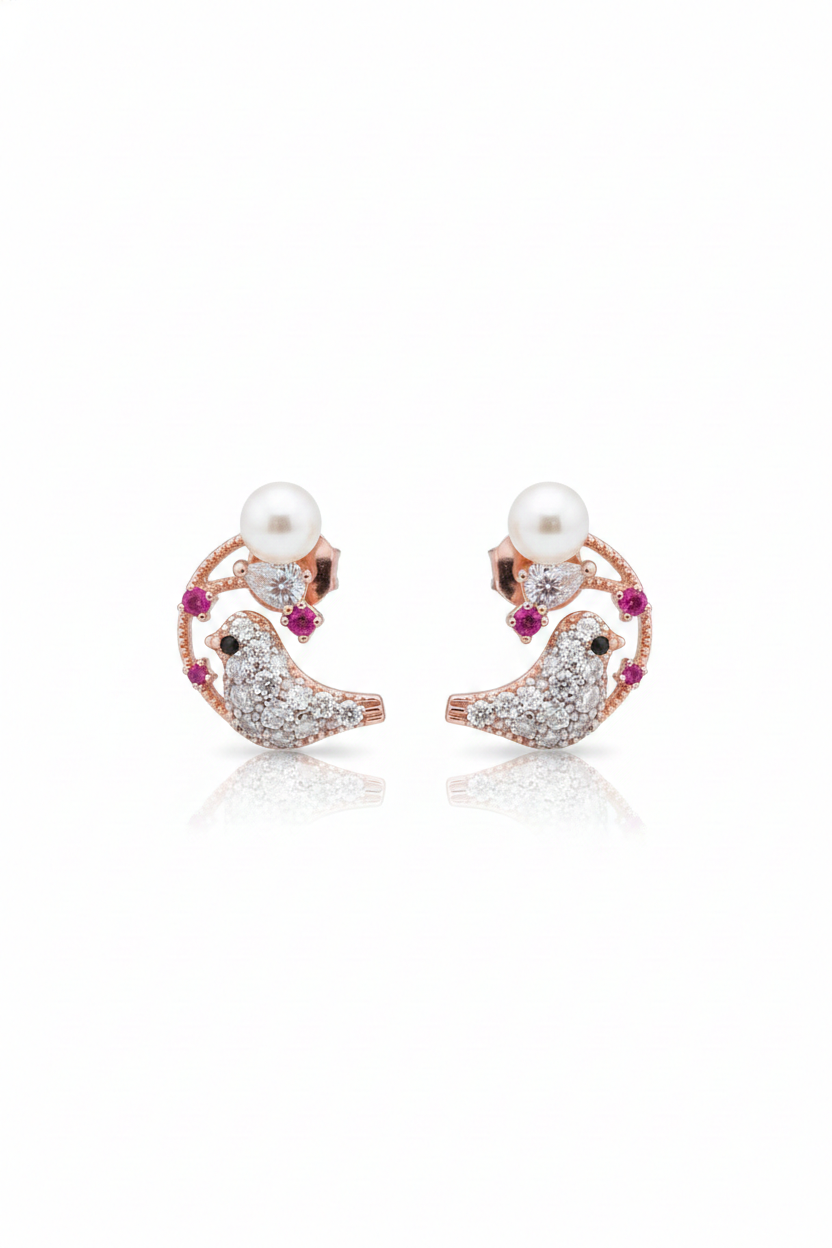 Seraphina Pearl Bird Stud