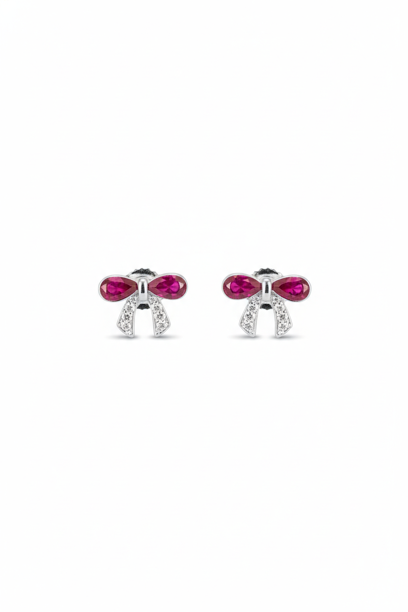 Ruby Bow Sparkle Stud