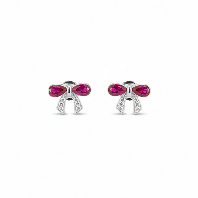 Ruby Bow Sparkle Stud