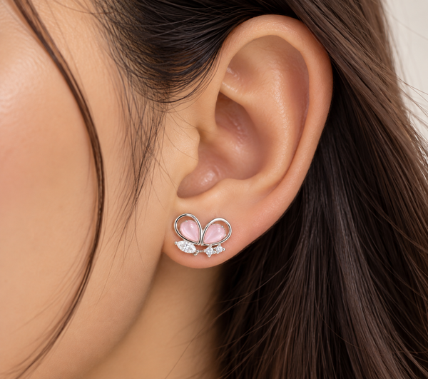 Rosé Butterfly Crystal Studs