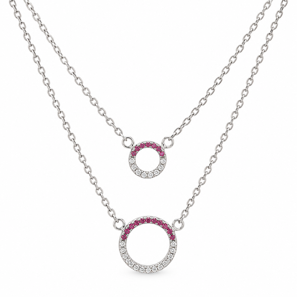 Silver Halo Double-Circle Necklace