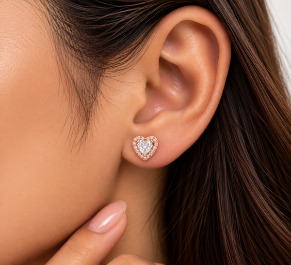 Rosé Heartlight Halo Studs