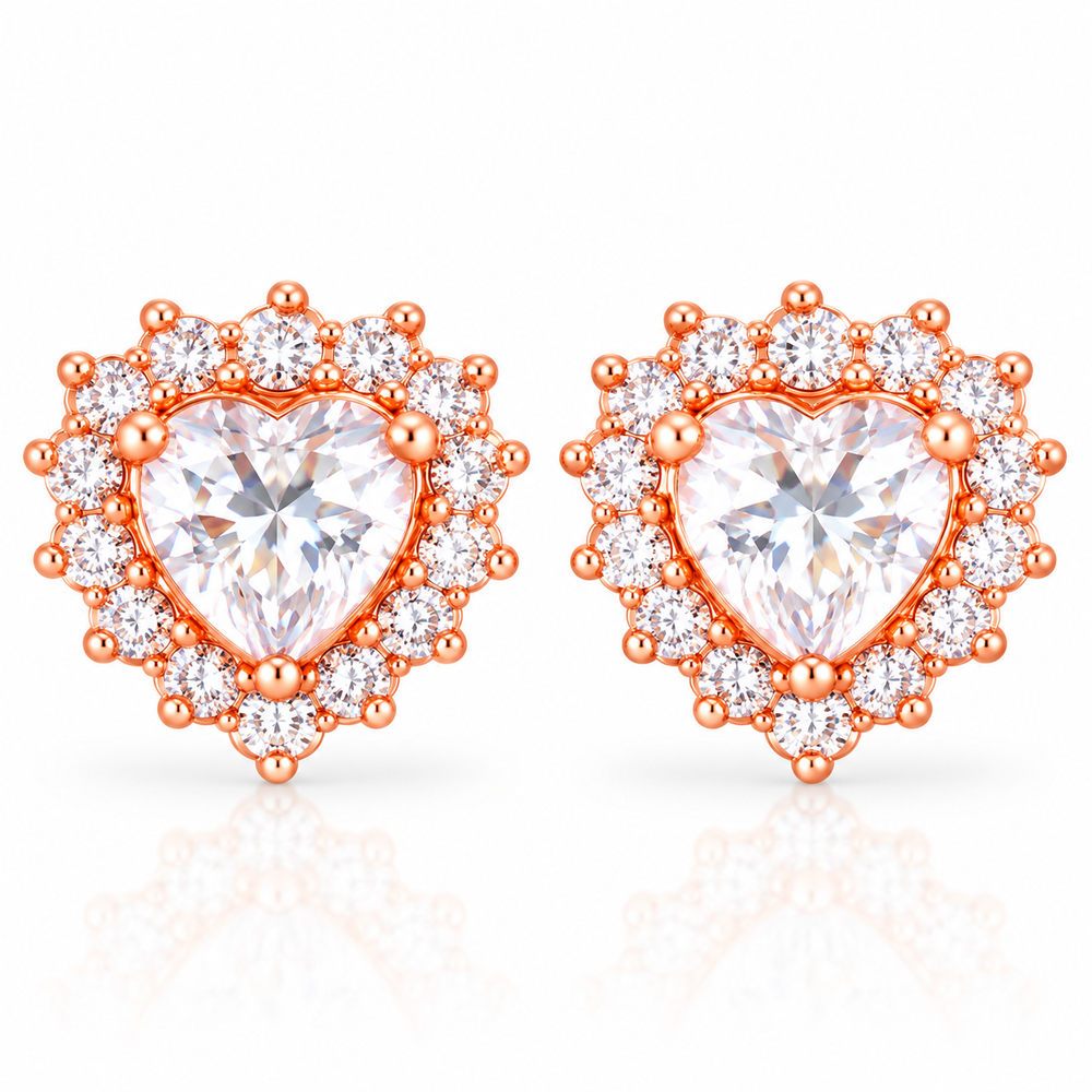 Rosé Heart Halo Studs