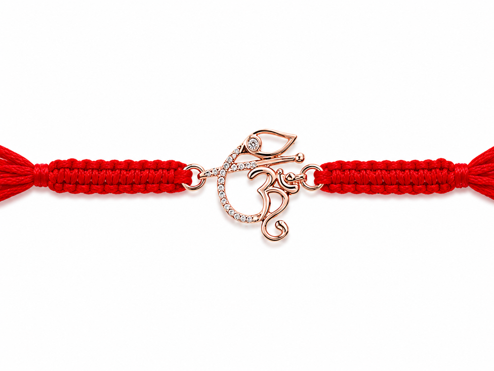 925 Sterling Silver Omkar Vighnesh Rakhi with Sacred Red Thread | Premium Om Ganesha Rakhi for Brother | Raksha Bandhan | Mohè Jewels
