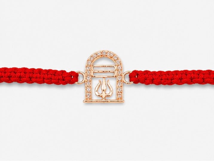 925 Sterling Silver Tripundra Trishakti Rakhi with Sacred Red Thread | Premium Shiva Trishul Rakhi for Brother | Raksha Bandhan | Mohè Jewels