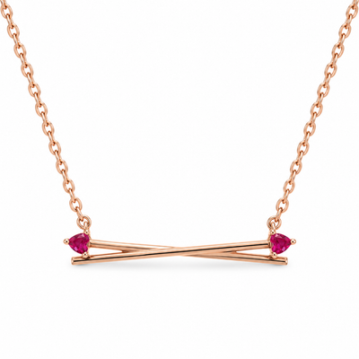 Rose Gold Ruby Crossbar Necklace
