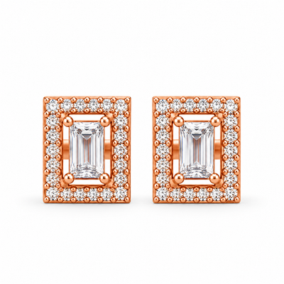 Élan Emerald-Cut Halo Studs
