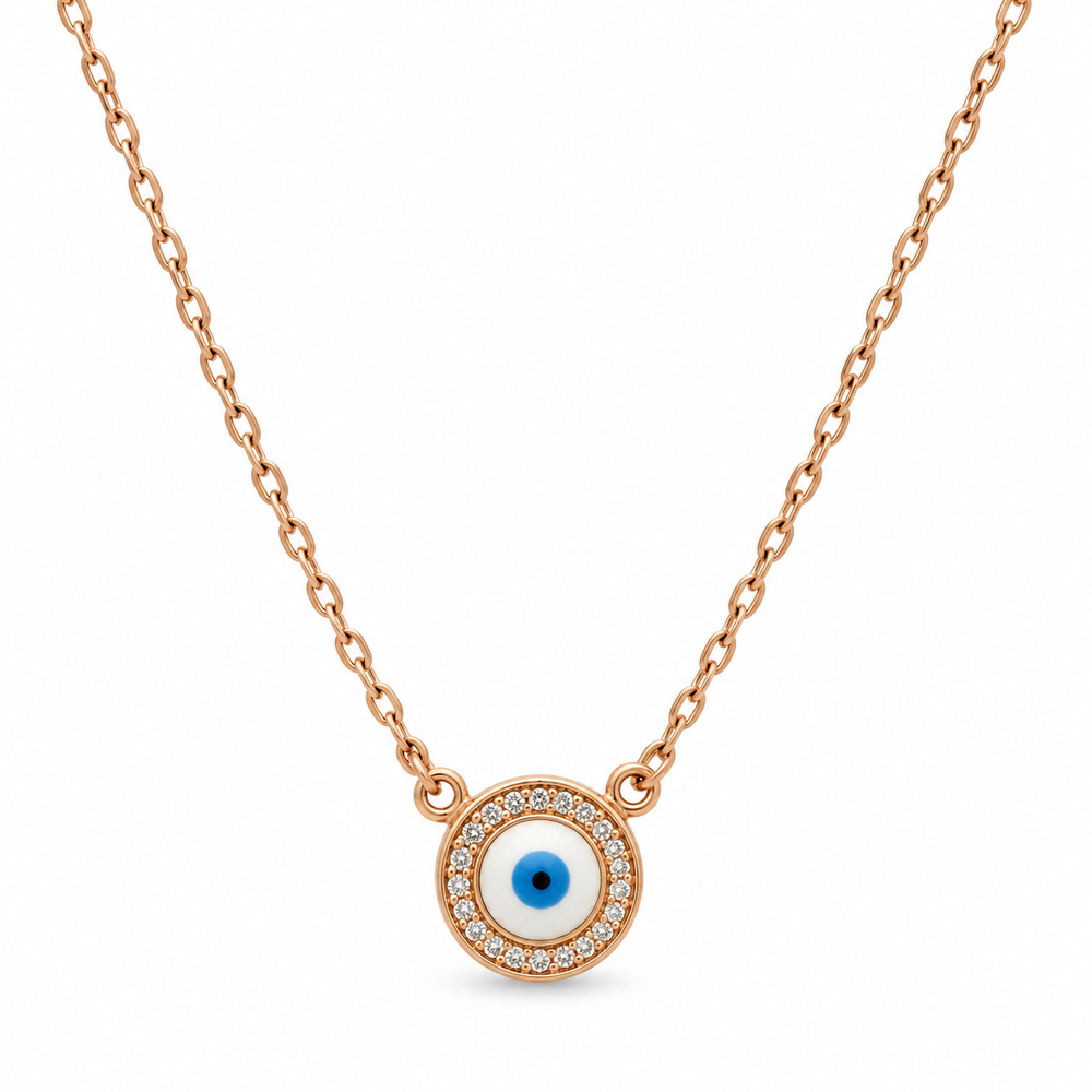 Rose Gold Evil Eye Halo Necklace