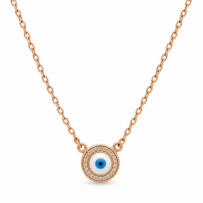 Rose Gold Evil Eye Halo Necklace