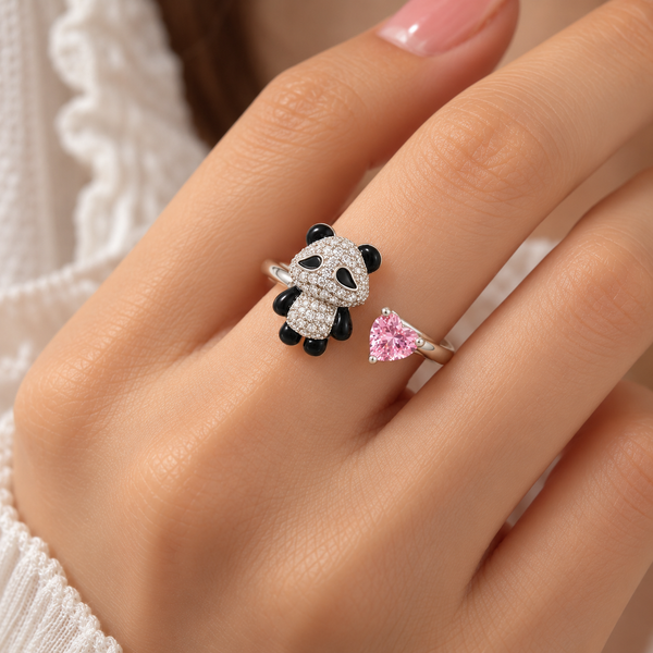 Panda Pink Heart Ring