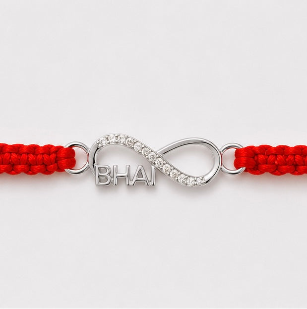 925 Sterling Silver Infinite Bhai Bond Rakhi with Sacred Red Thread | Premium Infinity Bhai Rakhi for Brother | Raksha Bandhan | Mohè Jewels