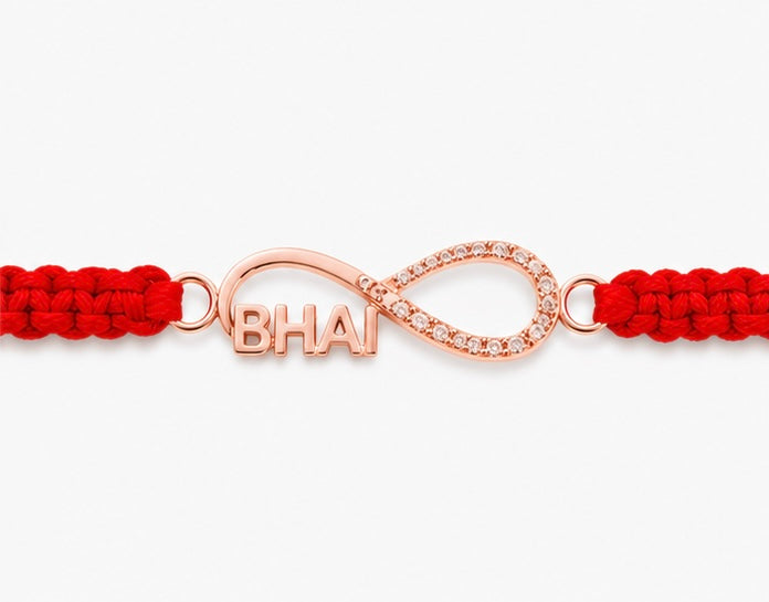 925 Sterling Silver Forever Bhai Infinity Rakhi with Sacred Red Thread | Premium Infinity Bhai Rakhi for Brother | Raksha Bandhan | Mohè Jewels