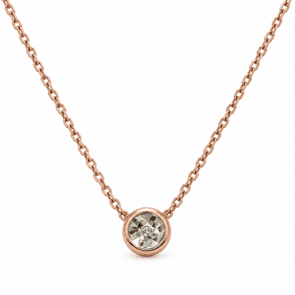 Rose Gold Crystal Halo Necklace