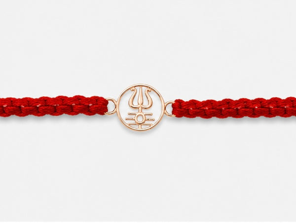 925 Sterling Silver Shiv Shakti Blessing Rakhi with Sacred Red Thread | Premium Shivling Trishul Rakhi for Brother | Raksha Bandhan | Mohè Jewels