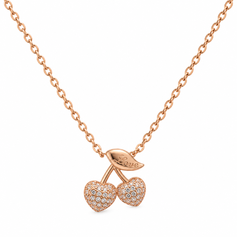 Rose Gold Love Cherry Necklace