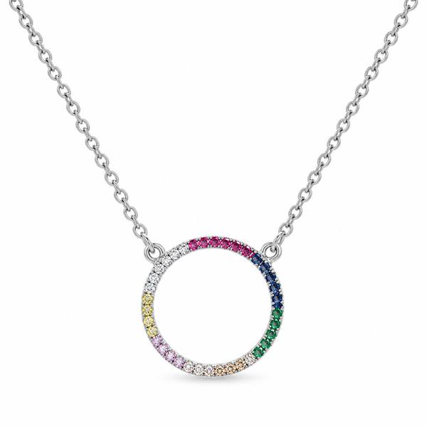 Rainbow Eternity Circle Necklace