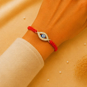 925 Sterling Silver Nazar Kavach Rakhi with Sacred Red Thread | Premium Evil Eye Rakhi for Brother | Raksha Bandhan | Mohè Jewels