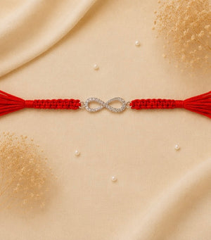 925 Sterling Silver Infinite Grace Rakhi with Sacred Red Thread | Premium Infinity Rakhi for Brother | Raksha Bandhan | Mohè Jewels