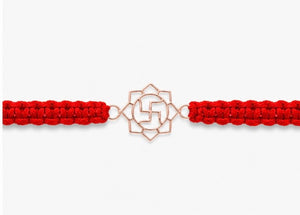 925 Sterling Silver Lotus Swastik Rakhi with Sacred Red Thread | Premium Swastik Rakhi for Brother | Raksha Bandhan | Mohè Jewels