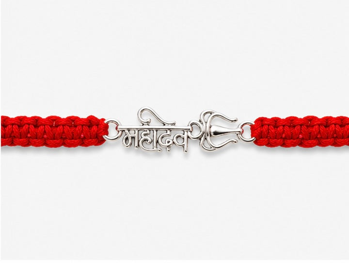 925 Sterling Silver Mahakaal Divine Rakhi with Trishul & Sacred Red Thread | Premium Mahadev Rakhi for Brother | Raksha Bandhan | Mohè Jewels