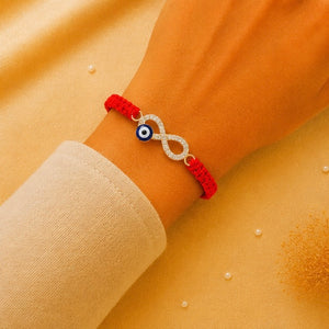 925 Sterling Silver Infinite Nazar Blessing Rakhi with Sacred Red Thread | Premium Infinity Evil Eye Rakhi for Brother | Raksha Bandhan | Mohè Jewels
