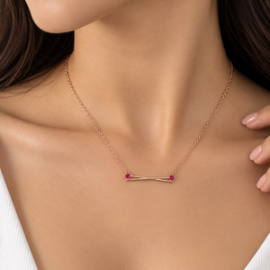 Rose Gold Ruby Crossbar Necklace