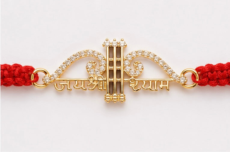 925 Sterling Silver Shyam Kripa Rakhi with Sacred Red Thread | Premium Jai Shri Shyam Rakhi for Brother | Raksha Bandhan | Mohè Jewels
