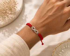 925 Sterling Silver Eternal Infinity Bond Rakhi with Sacred Red Thread | Premium Infinity Rakhi for Brother | Raksha Bandhan | Mohè Jewels