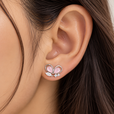 Rosé Butterfly Crystal Studs