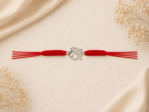 925 Sterling Silver Om Rakhi, Om Rakhi for Brother, Silver Rakhi Online, Premium Rakhi, Designer Rakhi, Sacred Red Thread Rakhi, Mauli Rakhi, Kalava Rakhi.