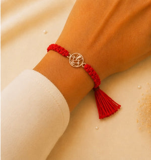 925 Sterling Silver Vakratunda Divine Circle Rakhi with Sacred Red Thread | Premium Lord Ganesha Rakhi for Brother | Raksha Bandhan | Mohè Jewels