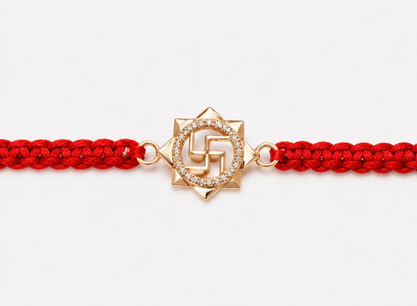 925 Sterling Silver Shubh Swastik Rakhi with Sacred Red Thread | Premium Swastik Rakhi for Brother | Raksha Bandhan | Mohè Jewels