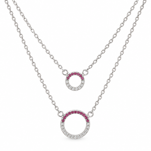 Silver Halo Double-Circle Necklace