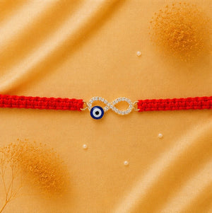 925 Sterling Silver Infinite Nazar Blessing Rakhi with Sacred Red Thread | Premium Infinity Evil Eye Rakhi for Brother | Raksha Bandhan | Mohè Jewels