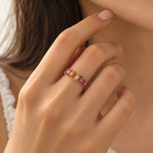 Rainbow Royale Baguette Eternity Ring