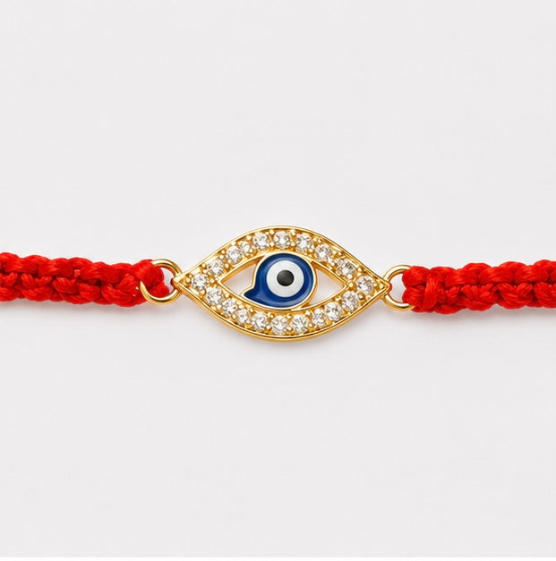 925 Sterling Silver Nazar Kavach Rakhi with Sacred Red Thread | Premium Evil Eye Rakhi for Brother | Raksha Bandhan | Mohè Jewels