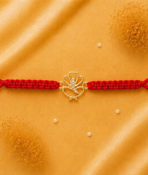 925 Sterling Silver Vighnaharta Elegance Rakhi with Sacred Red Thread | Premium Lord Ganesha Rakhi for Brother | Raksha Bandhan | Mohè Jewels
