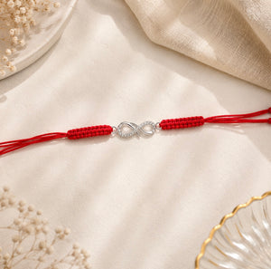 925 Sterling Silver Eternal Infinity Bond Rakhi with Sacred Red Thread | Premium Infinity Rakhi for Brother | Raksha Bandhan | Mohè Jewels