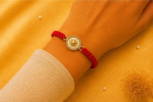 925 Sterling Silver Surya Prabha Rakhi with Sacred Red Thread | Premium Sun Rakhi for Brother | Raksha Bandhan | Mohè Jewels