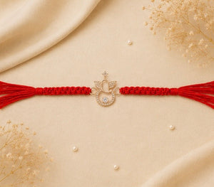 925 Sterling Silver Shubh Pomegranate Blessing Rakhi with Sacred Red Thread | Premium Raksha Bandhan Rakhi for Brother | Mohè Jewels