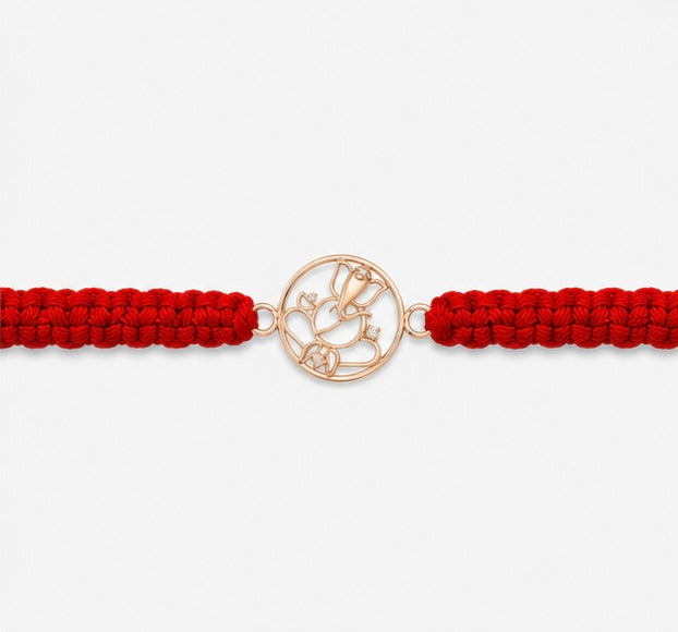 925 Sterling Silver Vakratunda Divine Circle Rakhi with Sacred Red Thread | Premium Lord Ganesha Rakhi for Brother | Raksha Bandhan | Mohè Jewels