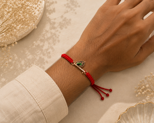 925 Sterling Silver Vrindavan Mor Pankh Rakhi with Sacred Red Thread | Premium Krishna Peacock Feather Rakhi for Brother | Raksha Bandhan | Mohè Jewels