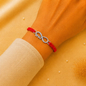 925 Sterling Silver Infinite Bhai Bond Rakhi with Sacred Red Thread | Premium Infinity Bhai Rakhi for Brother | Raksha Bandhan | Mohè Jewels