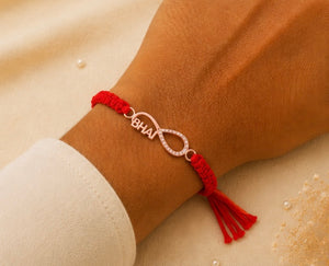 925 Sterling Silver Forever Bhai Infinity Rakhi with Sacred Red Thread | Premium Infinity Bhai Rakhi for Brother | Raksha Bandhan | Mohè Jewels