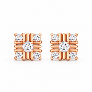 Rosé Crystal Grid Studs