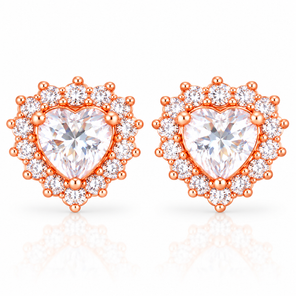 Rosé Heart Halo Studs