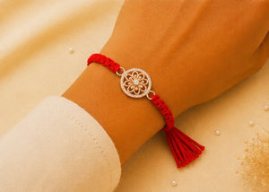925 Sterling Silver Blooming Harmony Rakhi with Sacred Red Thread | Premium Floral Rakhi for Brother | Raksha Bandhan | Mohè Jewels