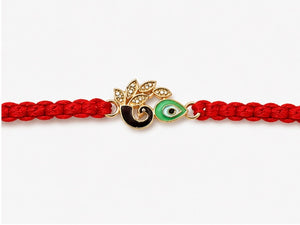 925 Sterling Silver Krishna Nazar Rakhi with Sacred Red Thread | Peacock Feather Evil Eye Rakhi for Brother | Raksha Bandhan | Mohè Jewels